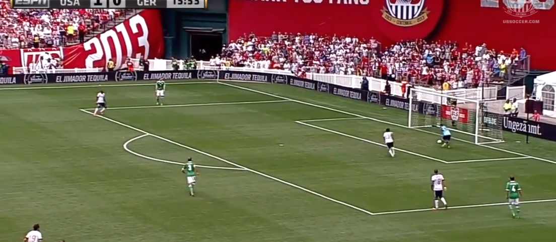 DISTRACTED GOALIE GIVES U.S. A FREEBIE.